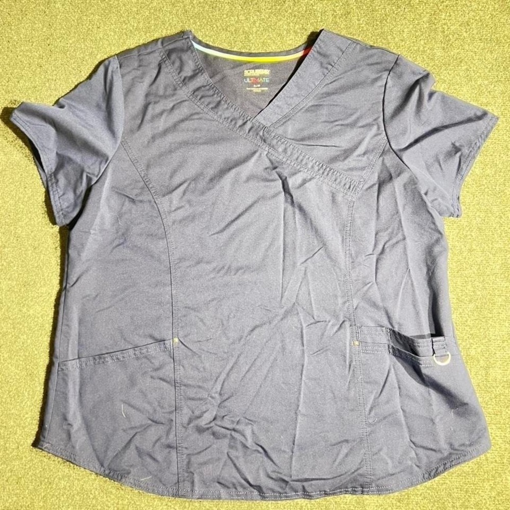 Scrubstar Ultimate Womens Navy Blue V-Neck Scrub Top Size XL Short SleeveRN93643